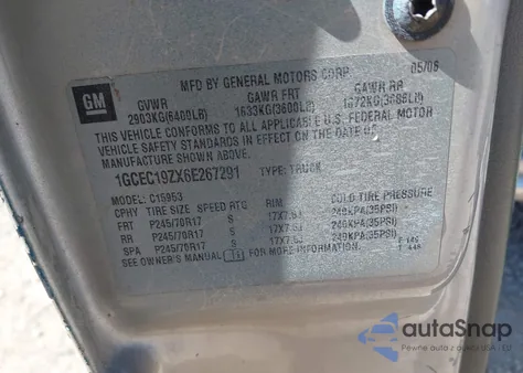 2006 Chevrolet Silverado 1500 Lt1 z USA, uszkodzony, nr VIN 1GCEC19ZX6E267291